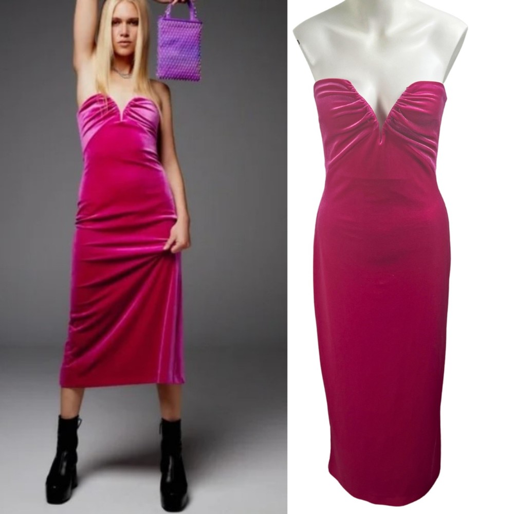Zara Pink Strapless Midi Dress